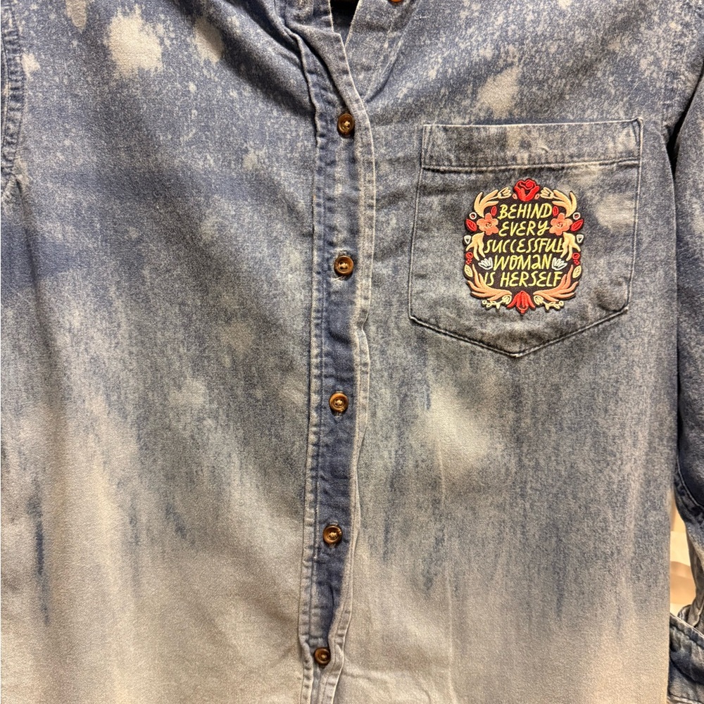 Ruff Hewn Faded Blue Casual Button Down Shirt - Picture 7 of 7